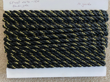 10 Yds Twisted Cord Black and Gold 8mm Trim Braided