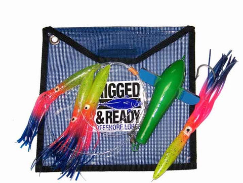 7" Green Mirrored Teaser Birds w/ 9" Squid Daisy Chains