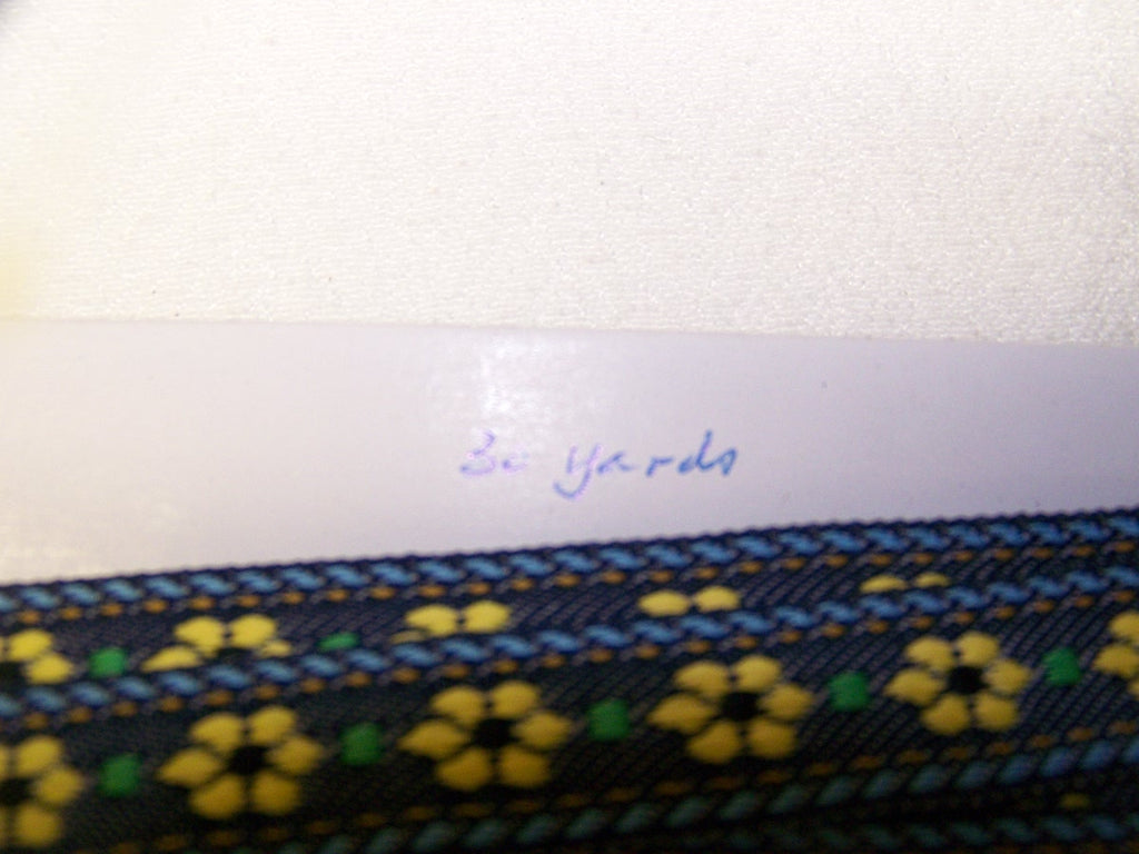 5/8 " Jacquard Trim  Blue w Yellow Flower