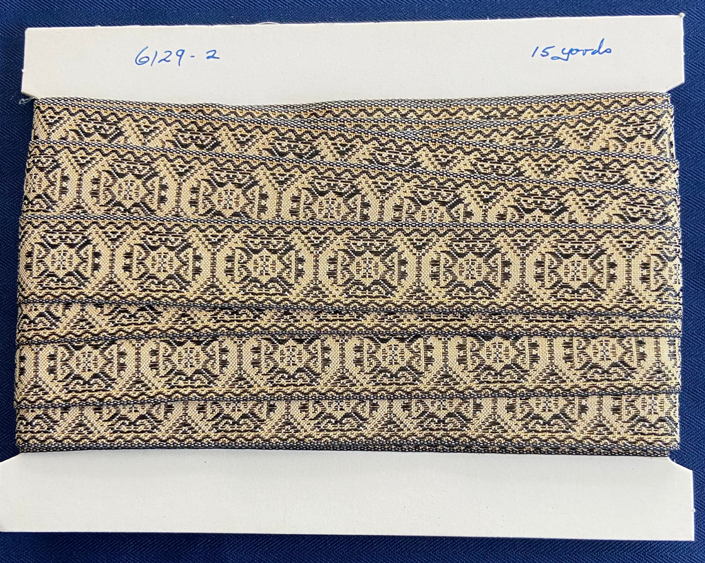 7/8" Jacquard Trim  Brown/Gold Octagon Pattern
