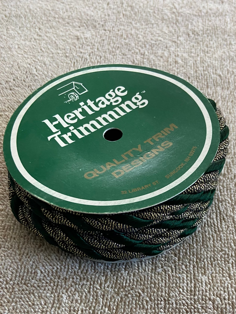 10 Yds Twisted Cord Gold and Green 8mm Trim Braided