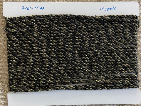 10 Yds Twisted Cord Black and Gold 4mm Trim Braided
