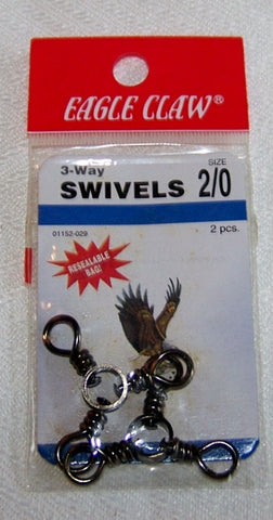 Three(3) Way Swivels size by Eagle Claw Black