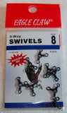 Three(3) Way Swivels size by Eagle Claw Black