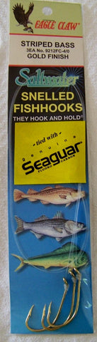 Striped Bass Baitholder Snelled Seaguar Fluoro hooks  Gold  9212FC 3/pk