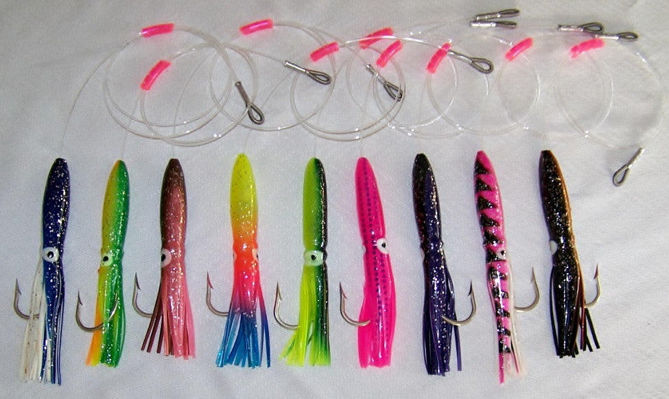 6 Squid Stingers for Spreader Bars and Daisy Chains – Spider  Rigs/Rigged&Ready Offshore Lures