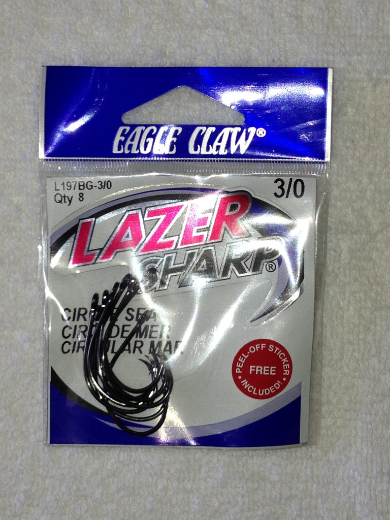 Circle Hooks-Offset Lazer Sharp $ 2.45 Platinum Black L197BG