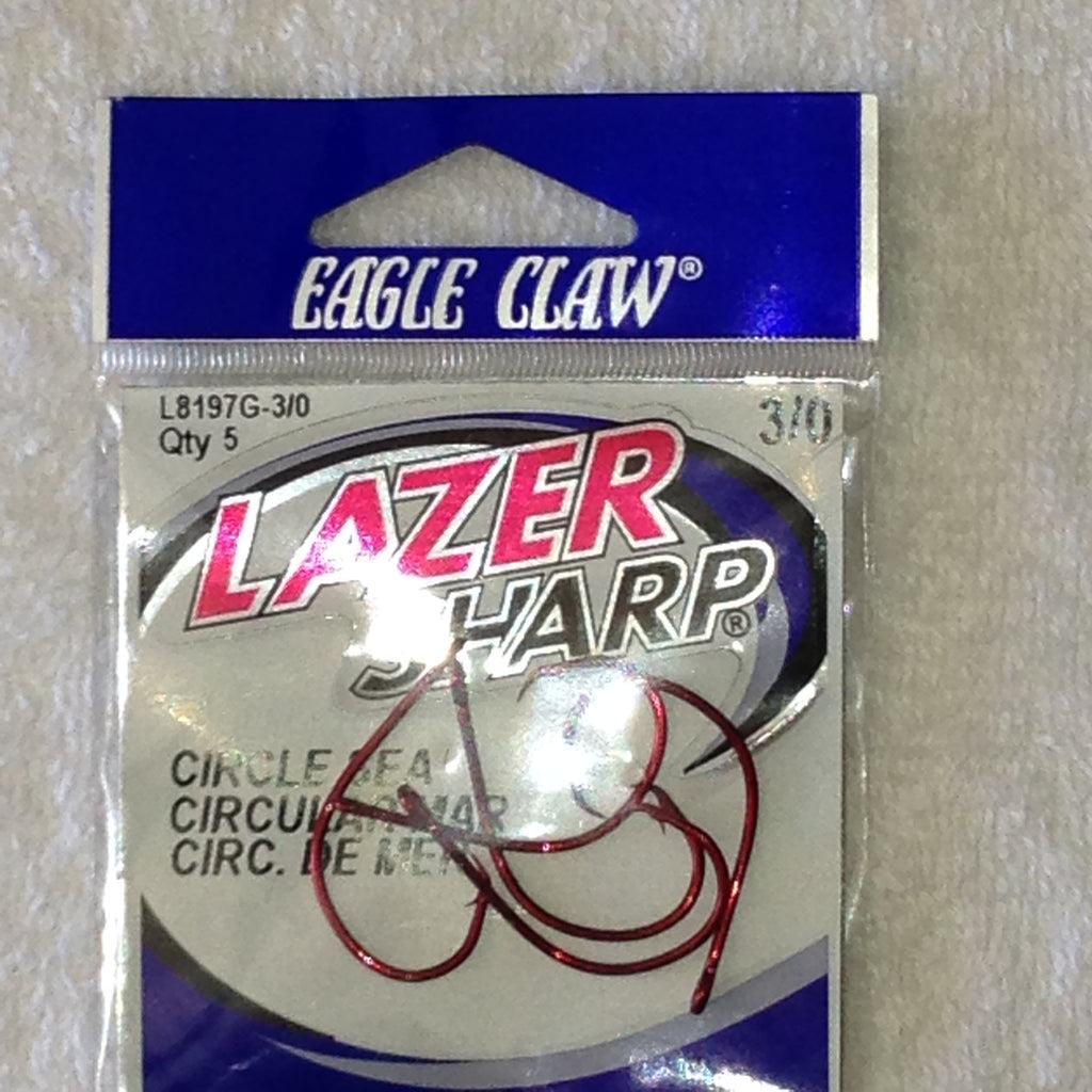 Circle Offset Hooks Reds- Lazer Sharp by Eagle Claw  L8197G