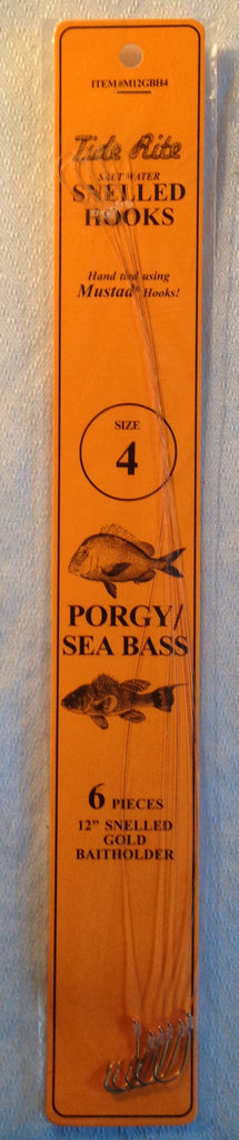 3 Packs Tide Rite Saltwater Porgy Sea bass Rigs Snelled Mustad Hooks Gold  Size 8