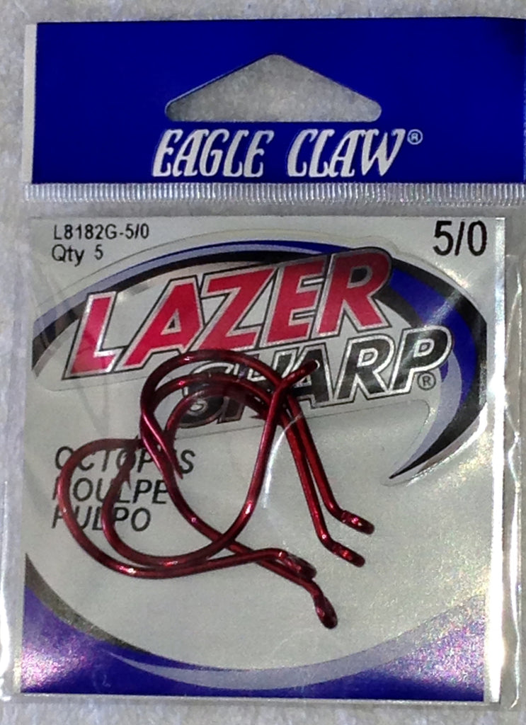 Octopus Offset Hooks- Lazer Sharp by Eagle Claw Red L8182BG – Spider  Rigs/Rigged&Ready Offshore Lures