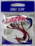Octopus Offset Hooks- Lazer Sharp by Eagle Claw  Red L8182BG